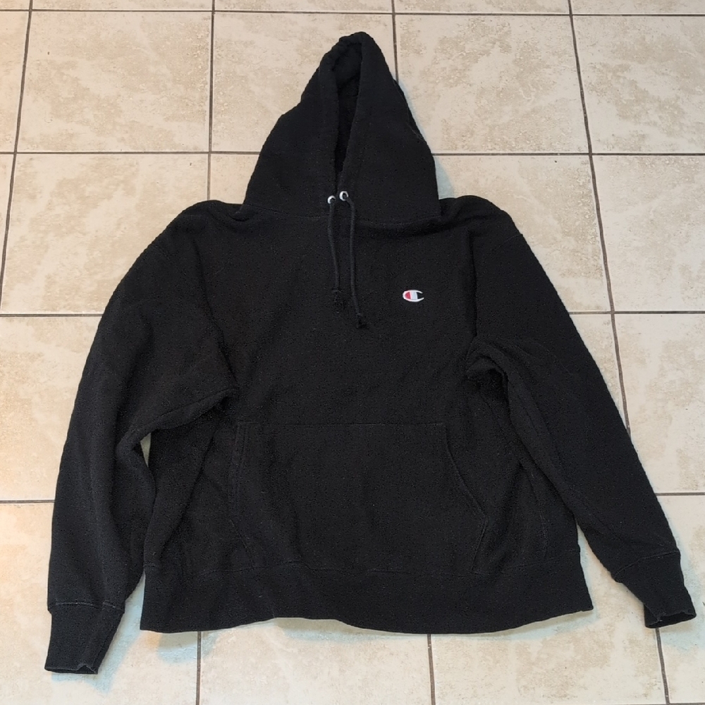 Champion Men's Black Hoodie Sweater 2XL Men's Reverse Weave Hoodies Embroidered